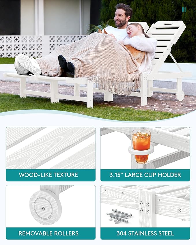 SERWALL Outdoor Chaise Lounge Chair, Pool Lounge Chair - Image 6