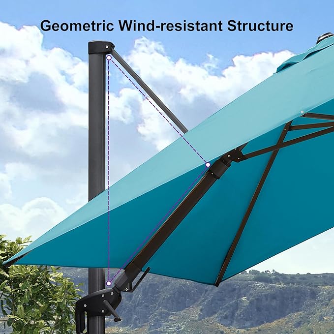 PURPLE LEAF 9' X 9' Left-right Tilt Patio Umbrella Outdoor Cantilever Swivel - Image 9