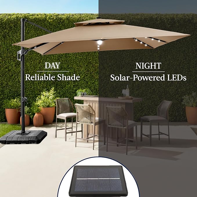 Best Choice Products 9x12ft LED Cantilever Patio Umbrella w/Base Included & - Image 6