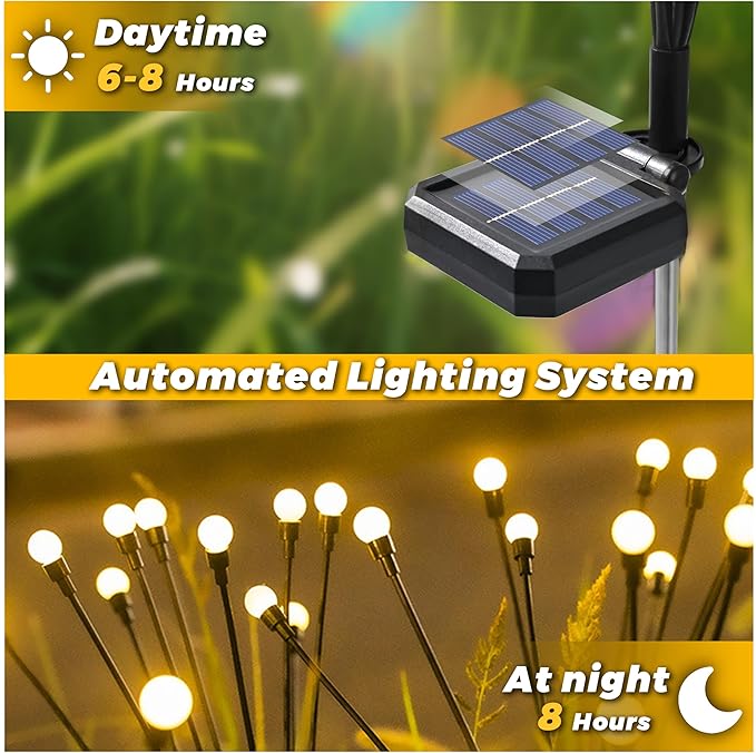 Solar Lights Outdoor-4Pack 32LEDs Solar Garden Firefly Lights Outside, Solar - Image 7