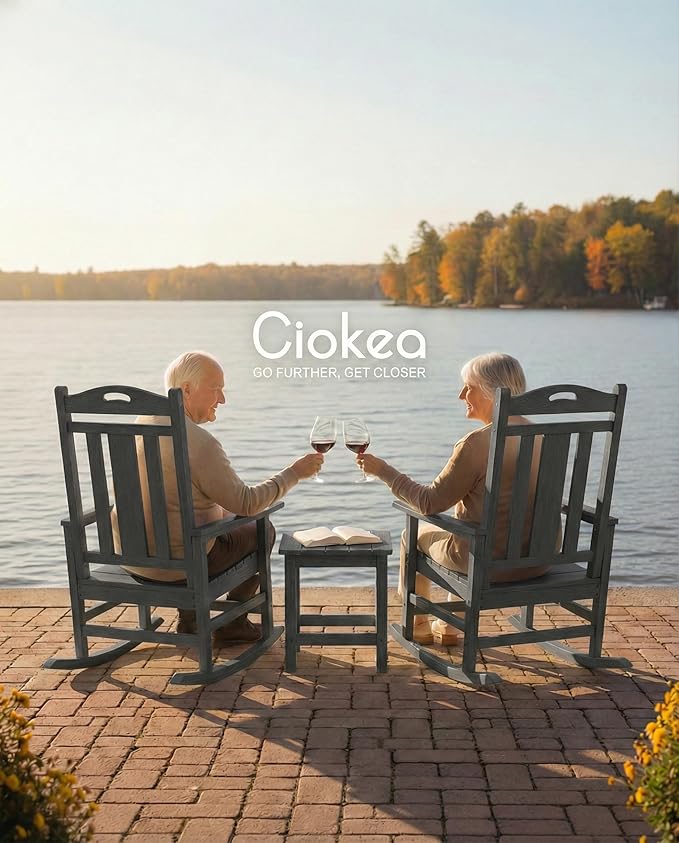Ciokea Oversized Outdoor Rocking Chair, 380lbs Heavy-Duty Large Patio Rocker - Image 4