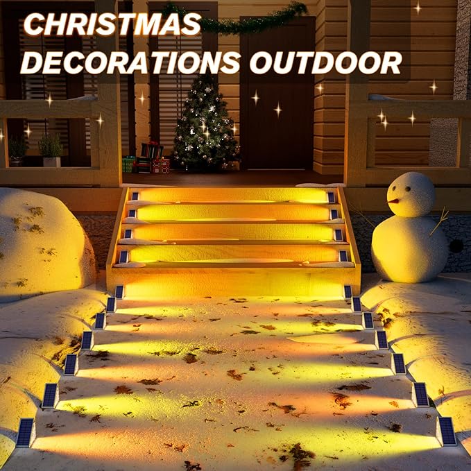 VOLISUN Solar Stair Lights 12 Pack, 7 Fixed Colors, Solar Step Lights Outdoor - Image 2