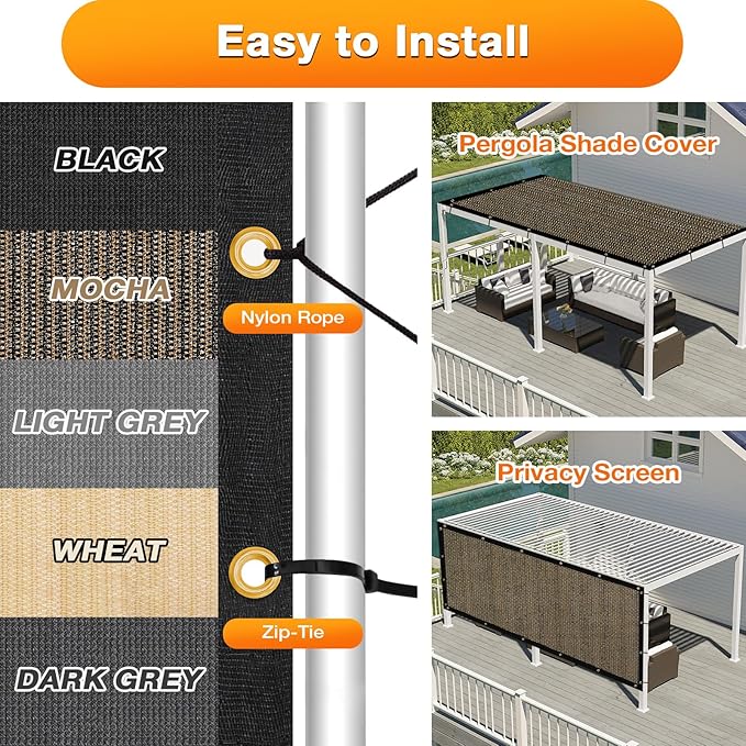 Artpuch Outdoor Pergola Shade Cover 17x23 FT Sun Shade Cloth - Image 5