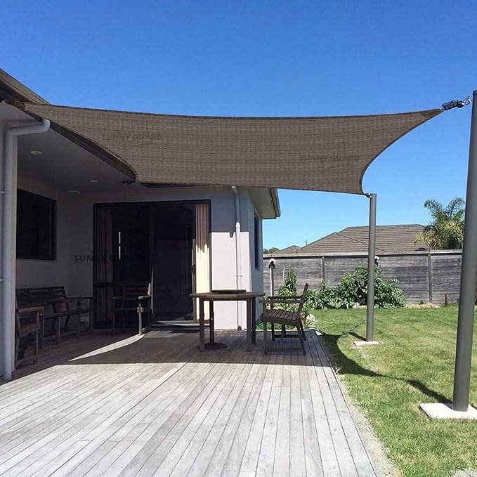 SUNNY GUARD Custom Size 10'x14' Brown Sun Shade Sail Rectangle UV Block Shade by SUNNYGUARD