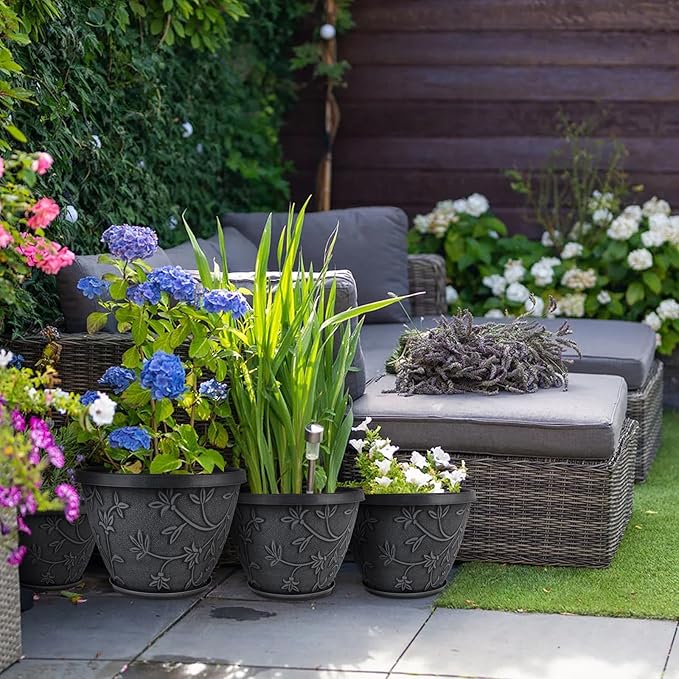 4 Pack 10 Inch Plant Pot for Outdoor Indoor, Plastic Flower Pots - Image 8