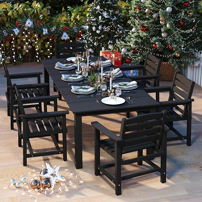 7-Piece Black Outdoor Dining Set by PatioKingdom