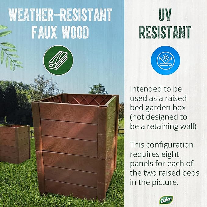 Dalen Modular Raised Bed Garden – Faux Wood – 8 Panel Starter Pack – Makes - Image 2