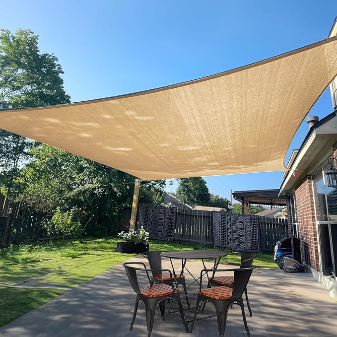 SUNLAX Sun Shade Sail SS-190 12' x 20' Sand Rectangle Canopy Sail Shade Cover by SUNLAX