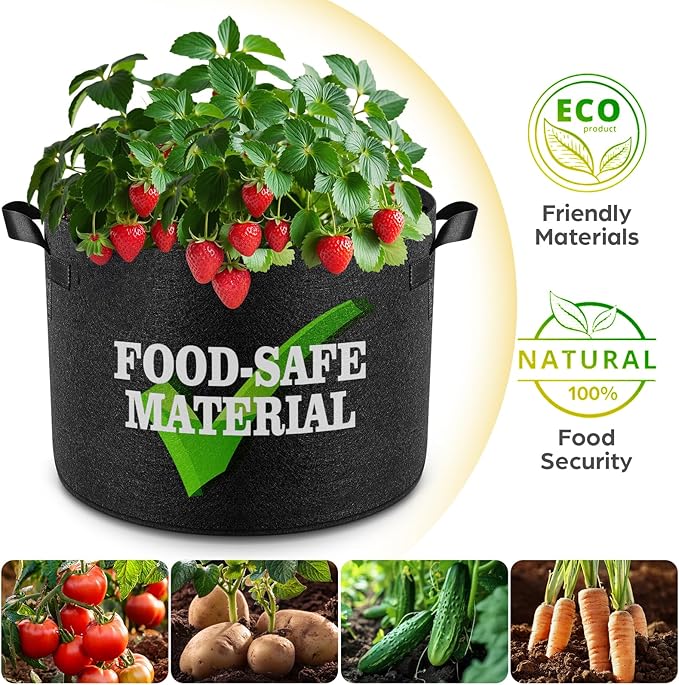 5 Pack 1 Gallon Grow Bags, Thickened Nonwoven Fabric Planter Pots - Image 5