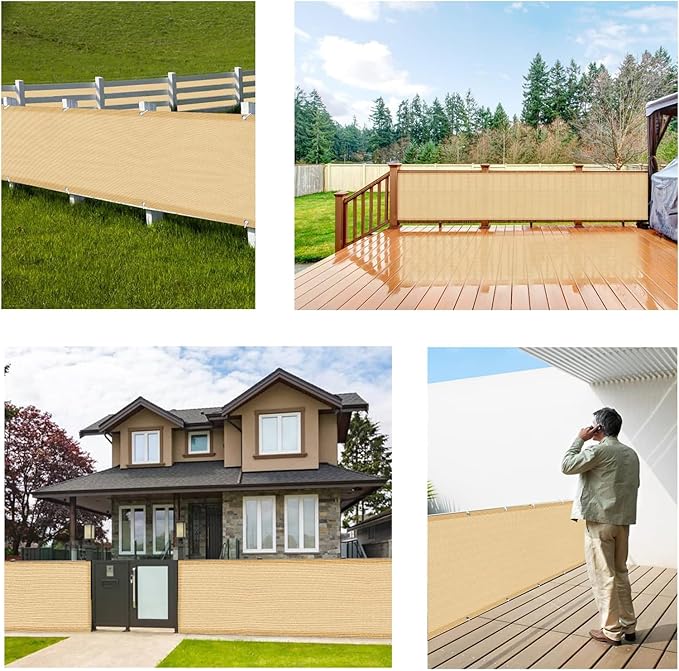 LOVE STORY Balcony Privacy Screen, 3.3' x19.7' Sand Deck Shield Screen Fence - Image 7