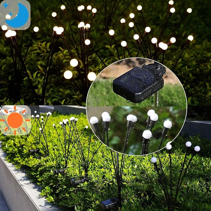 Solar Firefly Lights Outdoor, 8 Pack, Warm White, Waterproof, Garden Decor - Image 4
