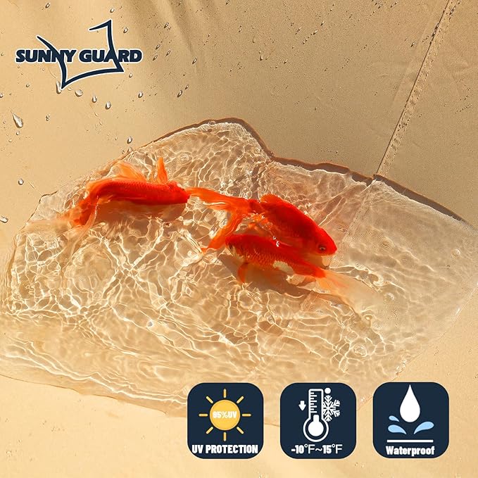 SUNNY GUARD Waterproof Sun Shade Sail 8'x10'x12.8' Sand Right Triangle UV Block - Image 3