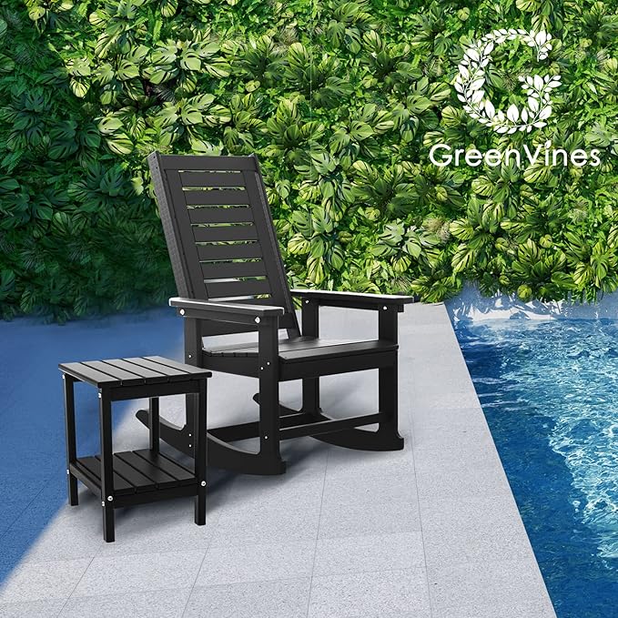 GREENVINES Outdoor Rocking Chairs | Set of 2 | Porch Rocker | HDPE Plastic | - Image 7