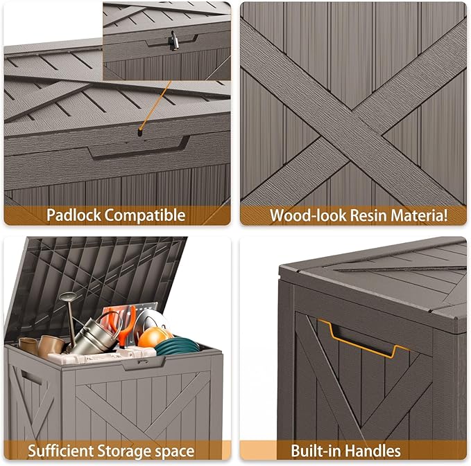 32 Gallon Outdoor Deck Box, Lockable Waterproof Outdoor Storage Boxes - Image 6