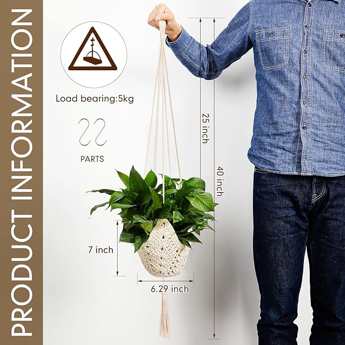 Shappy 2 Pack Jute Crochet Long Plant Hanger - Image 2