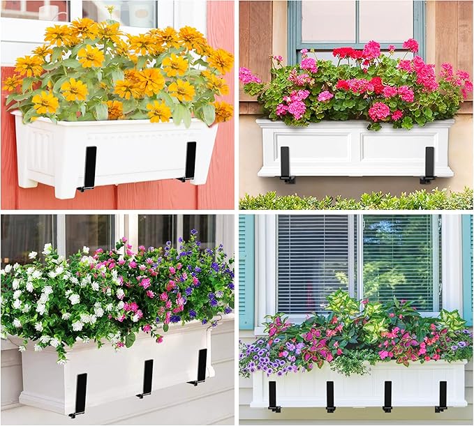 Y&M 2 Pack Adjustable Planter Box Brackets, Universal Window Box Brackets - Image 4