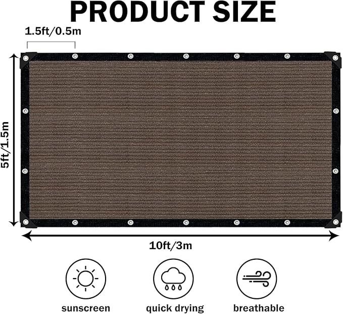 Sun Shade Cloth with Grommets, 90% UV Protection Shade Fabric, Pergola Shade - Image 2