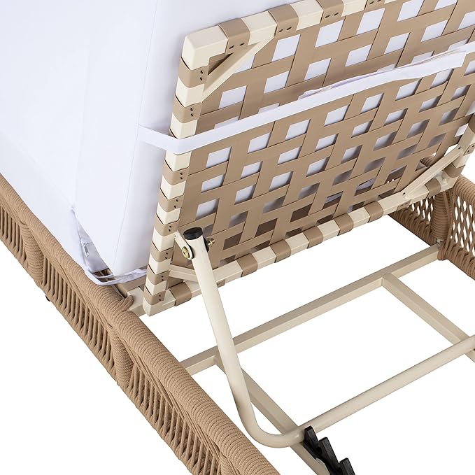SAFAVIEH Outdoor Collection Gillian Tan Rope/White Cushion Chaise Lounge Chair - Image 13