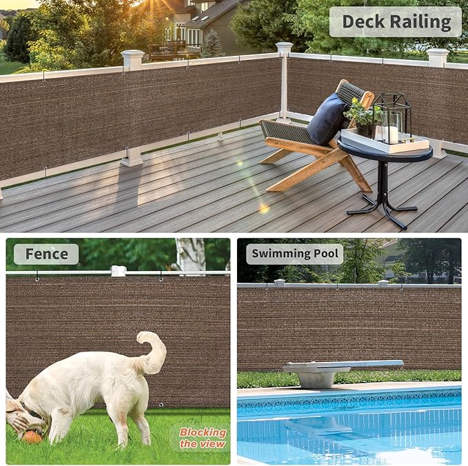 LOVE STORY 2.5' x 10' Brown Balcony Screen Privacy Fence Cover UV Protection - Image 7