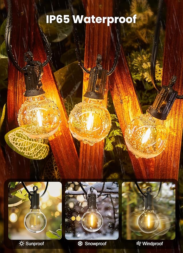 Brightown Outdoor String Lights, 200FT 100+2 G40 Bulbs Shatterproof Patio Lights - Image 4