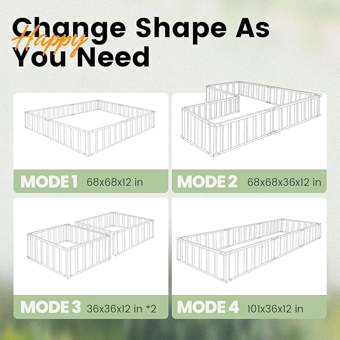 KING BIRD Raised Garden Bed 68"x 36"x 12" Galvanized Steel Metal Outdoor Garden - Image 5