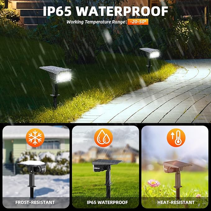 Solar Spot Lights, IP65 Waterproof 40 LED's Landscape Spotlights, 3 Modes - Image 2