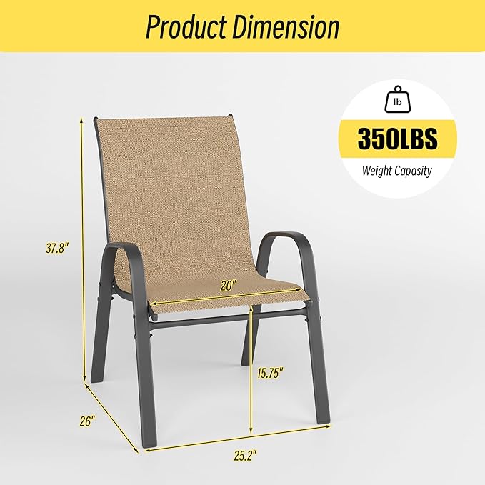 Betterhood Patio Chairs Set of 2, Stackable Outdoor Dining Chairs Set - Image 2