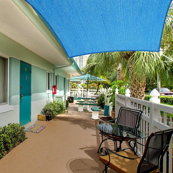 Eden's Decor Straight Flat-Edged Sun Shade Sail Rectangular 7' x 19' Blue - Image 5