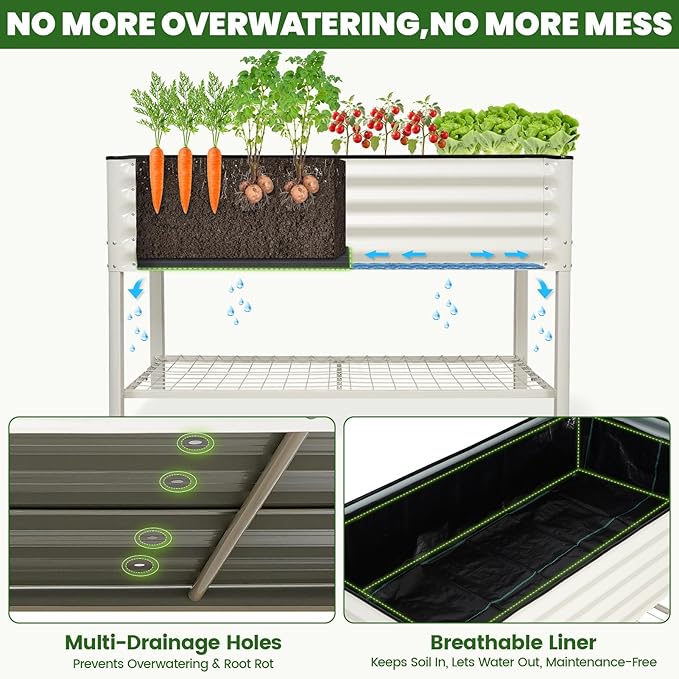 Elevated Raised Garden Bed 2' x 4'- Galvanized Metal Planter Boxes - Image 5