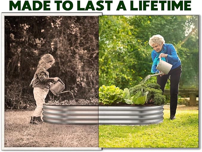 Plant & Plot Galvanized Raised Garden Beds Outdoor // 8×4×1 ft Planter Raised - Image 3