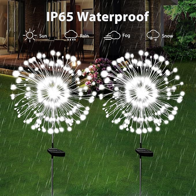 Solar Garden Lights Solar Firework Light Outdoor Waterproof 2 Pack Solar - Image 6