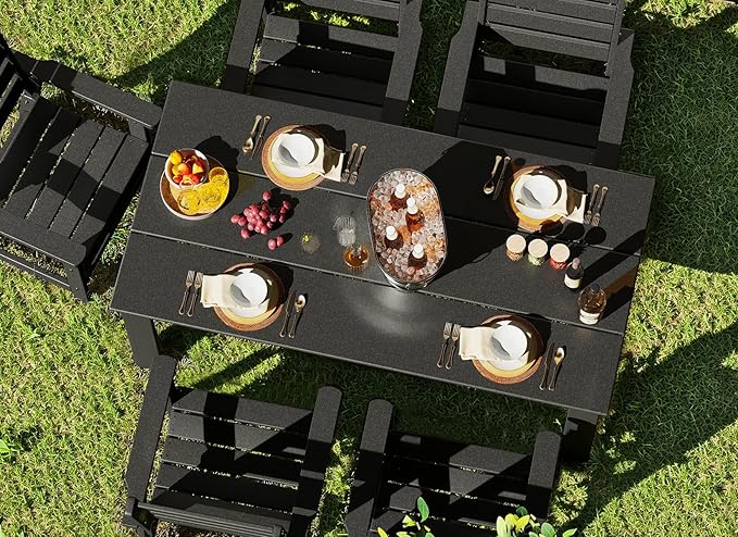 GREENVINES Outdoor Dining Chair | HDPE | Patio Chairs | All-Weather | Black - Image 4