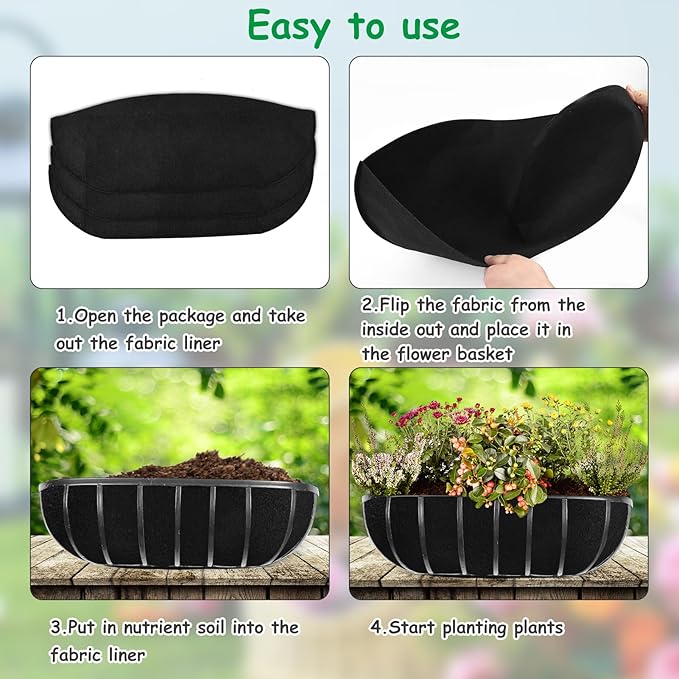 3PCS 30 Inch Planter Basket Liners Fabric Window Box Liners Felt Trough Planter - Image 5