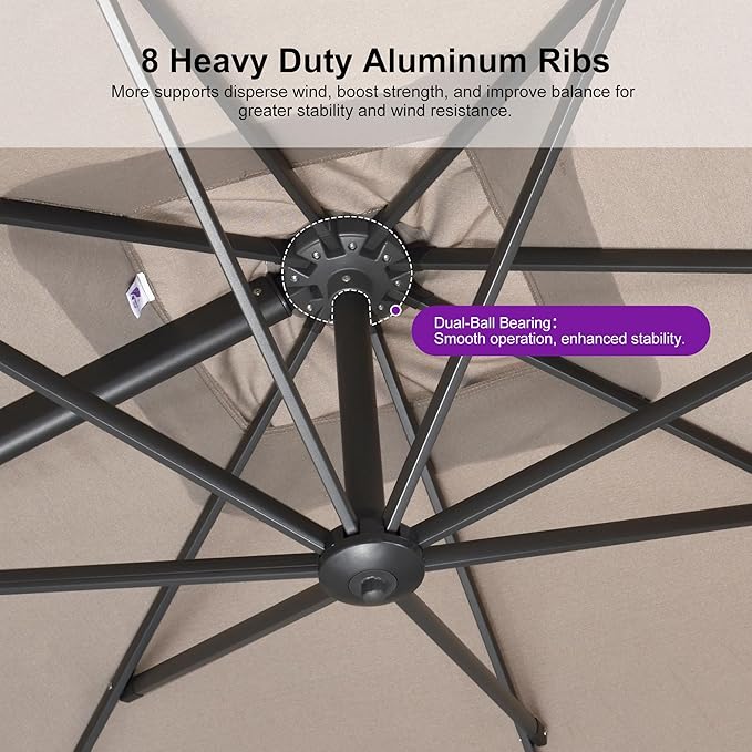 PURPLE LEAF Patio Umbrella 10' X 13' Rectangle Cantilever Umbrella - Image 4