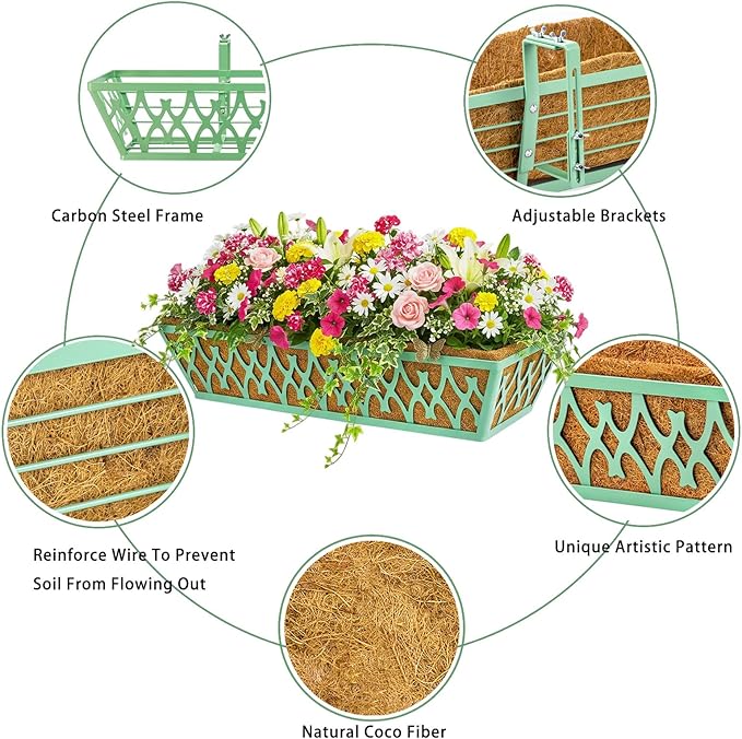 6 Pack 24 Inch Window Boxes Planters Railing Planter Box - Image 3