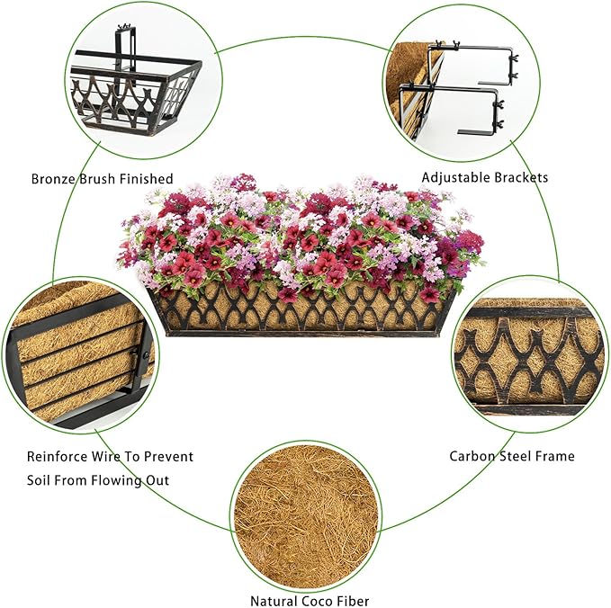 2 Pack 30 Inch Window Boxes Planters Railing Planter Box - Image 3