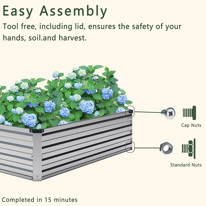 2PCS Galvanized Raised Garden Bed Kit, Vegetable Boxes-Rectangle Metal Flower - Image 7