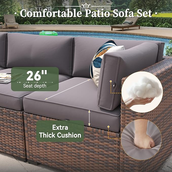 Aoxun 14 Piece Patio Furniture Set Wicker Rattan Patio Conversation Set Outdoor - Image 2