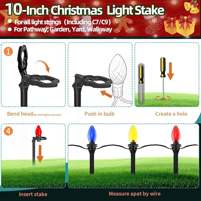 200 Pack Christmas Light Stakes 8.5"-10" - Image 4