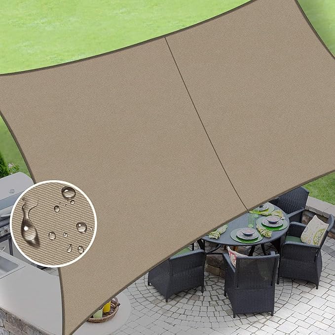 LOVE STORY Rectangle 6'x8' Waterproof Sun Shade Sail Canopy UV Block by LOVESTORY