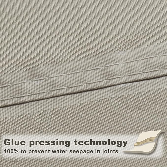SUNNY GUARD Waterproof Sun Shade Sail 9' x 9' Taupe Rectangle UV Block Sunshade - Image 3