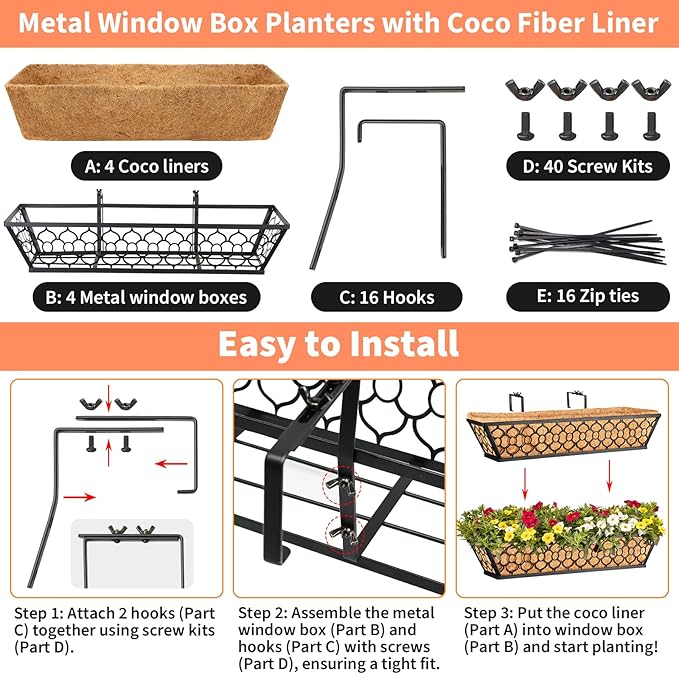 Riare 4 Pack 23 Inch Window Boxes Planters - Image 3