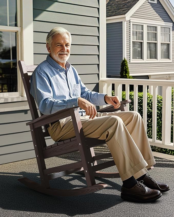 SERWALL HDPE Outdoor Rocking Chair Set of 8, Patio Rocking Chairs - Image 8