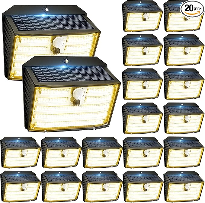 Solar Motion Lights Outdoor, Ultra Bright Solar Fence Lights by Claoner