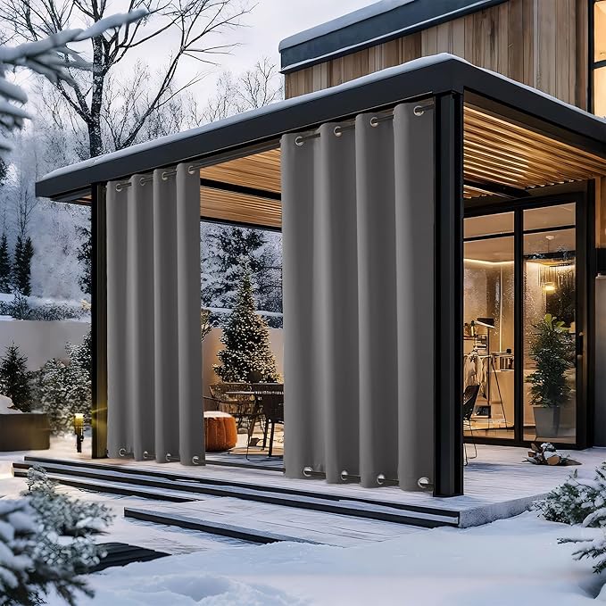 NICETOWN 2 Panels Grey Blackout Outdoor Curtains - Image 9