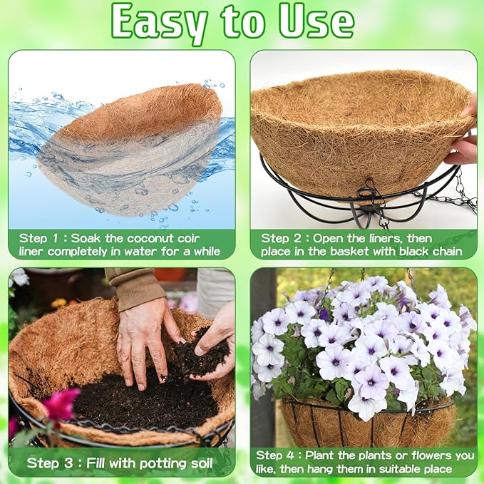ZeeDix 3 Pack 16 Inch Large Hanging Baskets - Image 3