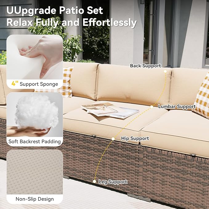 Aoxun Patio Furniture Set with Fire Pit Table, 12 Piece Outdoor Sectional Sofas - Image 2