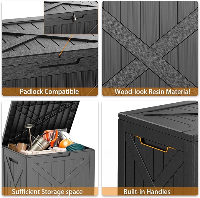 32 Gallon Outdoor Deck Box, Lockable Waterproof Outdoor Storage Boxes - Image 6
