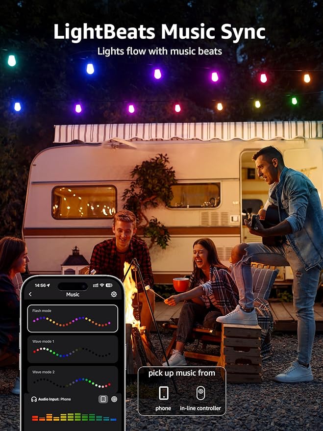 Lepro ZB1 AI Smart Outdoor String Lights APP Control, 100 ft RGB+IC+Warm White - Image 5