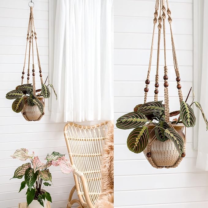 Mkono Macrame Plant Hanger Indoor Hanging Planter Basket - Image 2